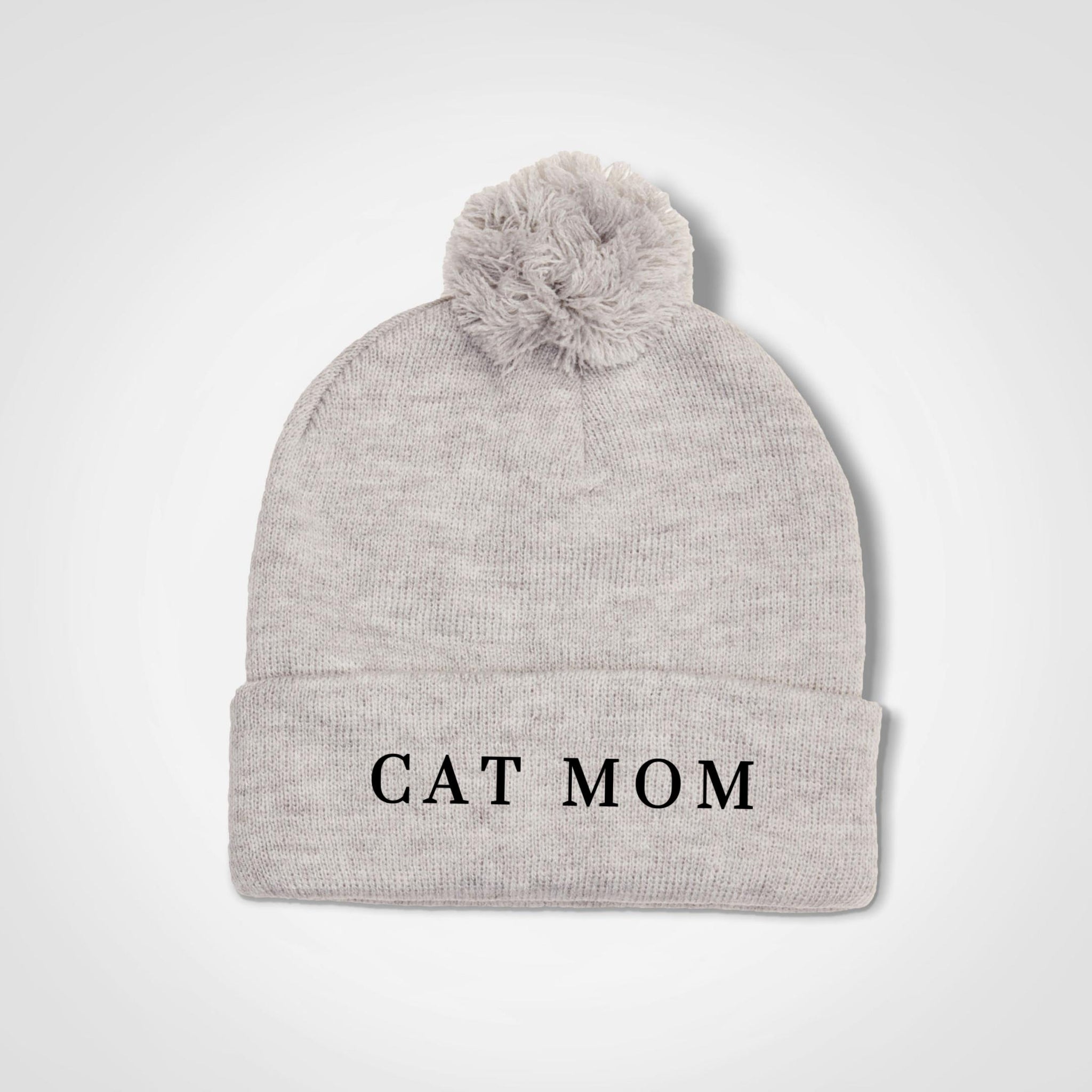 Cat Mom Pompom Beanie - Lore Grey