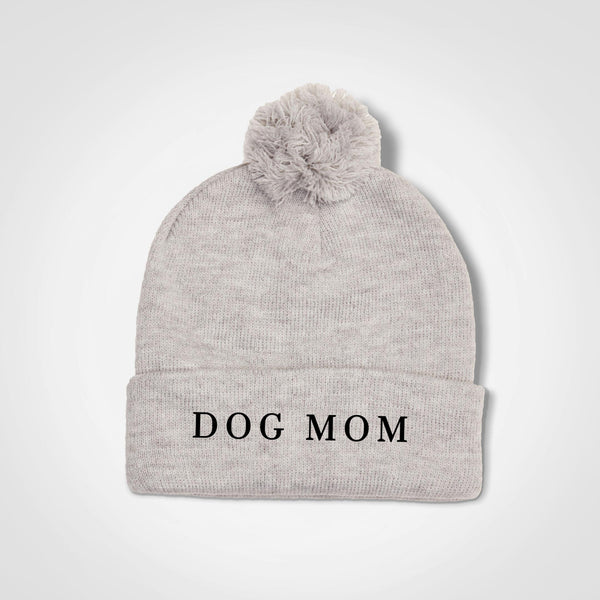 Dog Mom Pompom Beanie - Lore Grey