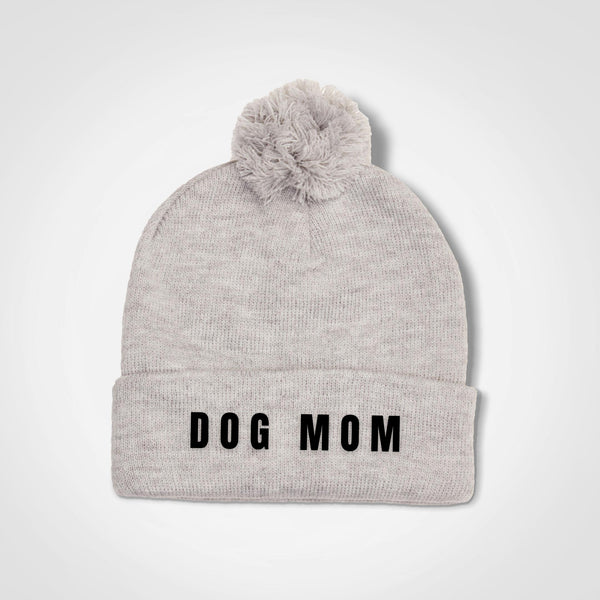 Dog Mom Pompom Beanie - Maven Grey