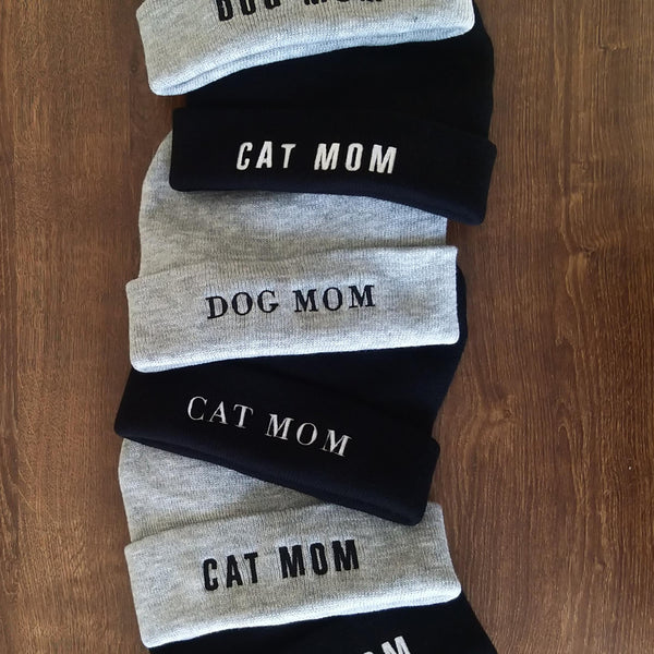 Cat Mom Pompom Beanie - Lore Black