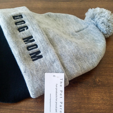 Dog Mom Pompom Beanie - Maven Grey