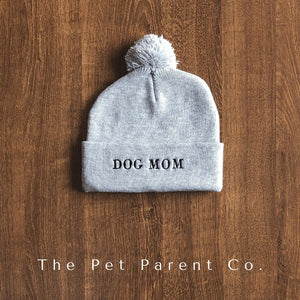 Dog Mom Pompom Beanie - Lore Grey