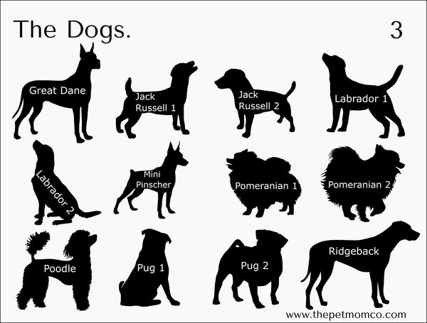 Custom 10cm Dog Silhouette Sticker - Pack of 4