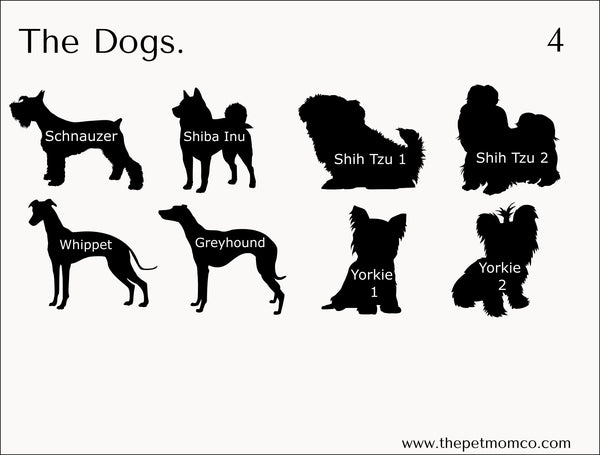 Custom 10cm Dog Silhouette Sticker - Pack of 4